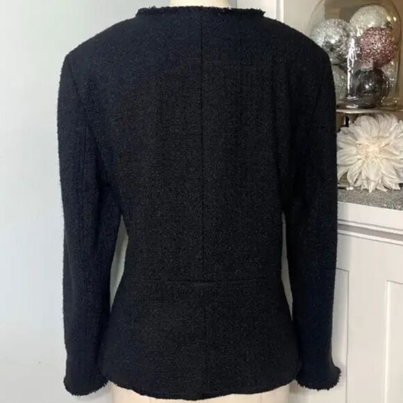 Ann Taylor Black Tweed Flared Peplum Blazer Jacket Size 6 - Picture 11 of 11